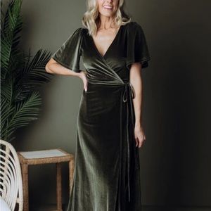 Baltic born velvet maxi dress in olive